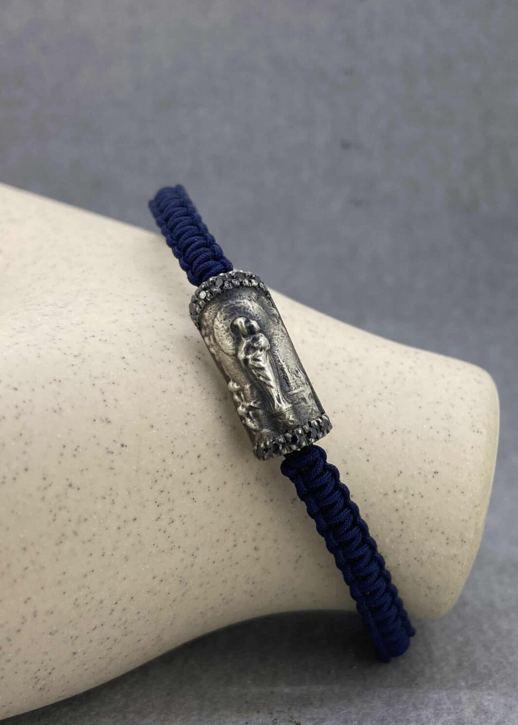 Pulsera Virgen del Pilar Nylon marino con Diamantes