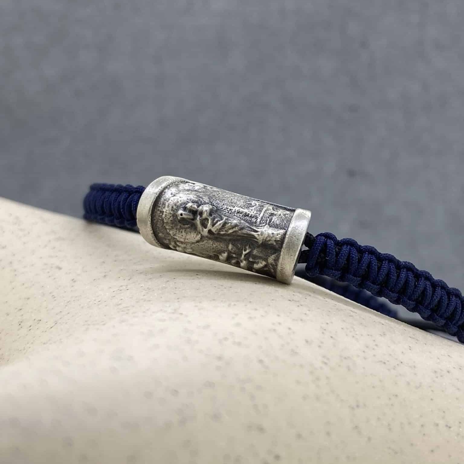 Pulsera de la Virgen nylon azul Marino