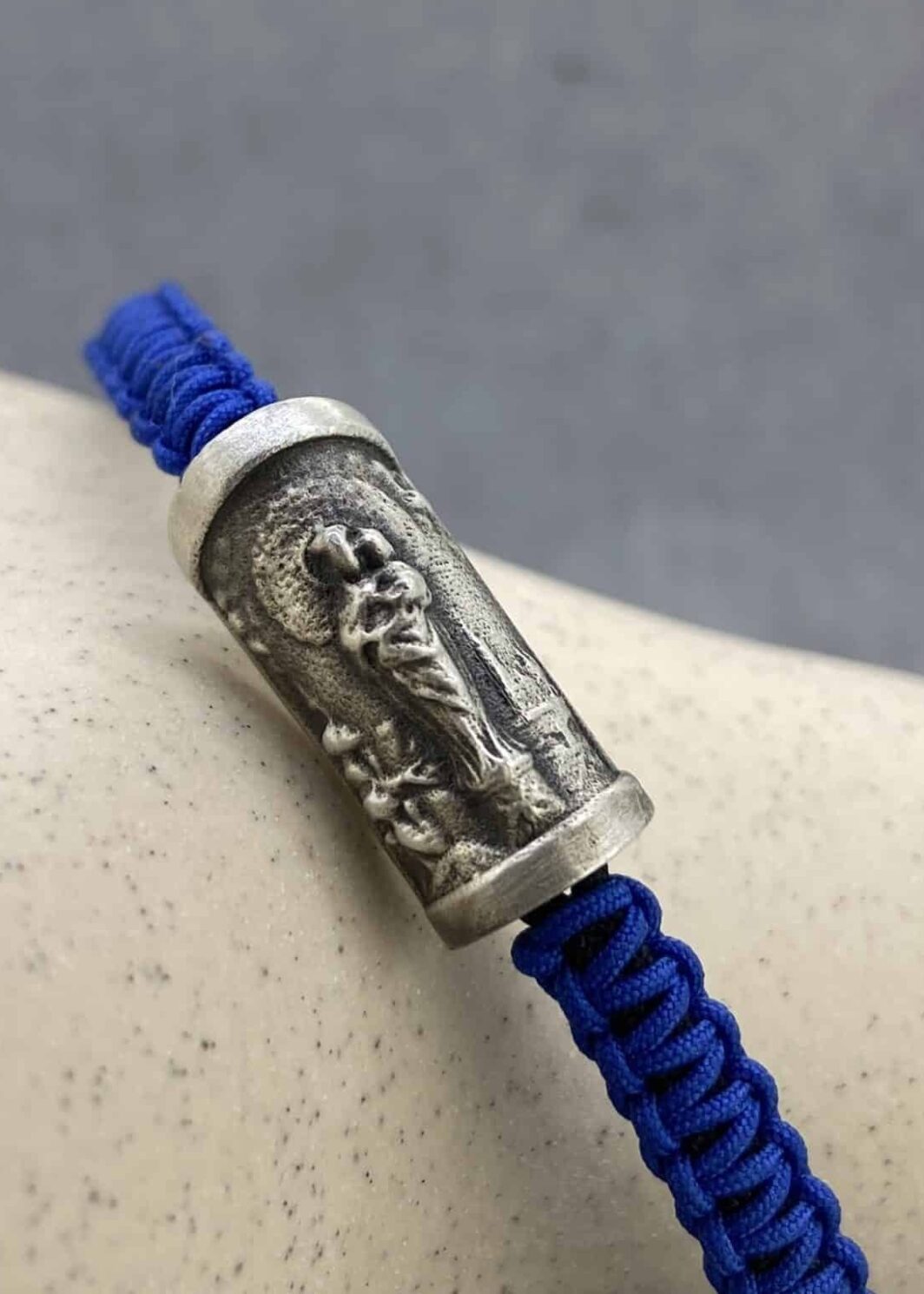 Pulsera Virgen Plata nylon Azul Klein